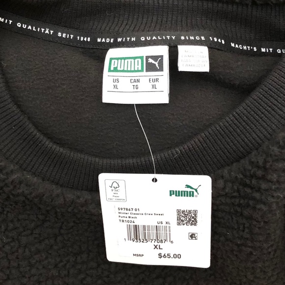 Puma Winter Classic Fleece Men’s Sweater Sz XL - Picture 7 of 10